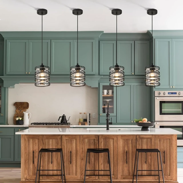 Alt view image 6 of 7 - 1-Pack Pendant Light Fixtures 6.3Inch Black Spiral Kitchen Island Light