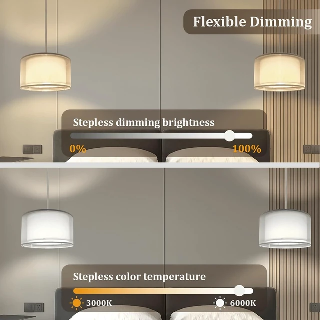 Alt view image 3 of 7 - Hanging Lamp Plug in Pendant Light 2 Pack with Remote Control, 15Ft Hanging Lights with Plug in Cord White Double Shade Ceiling Pendant Light for Living Room, Bedroom, Kitchen