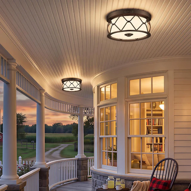 Alt view image 2 of 7 - Motion Sensor Outdoor Ceiling Light, LED Flush Mount Porch Light