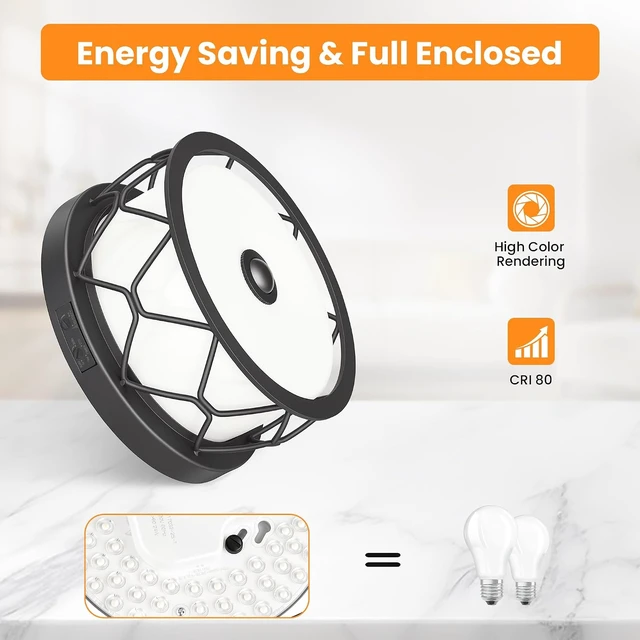 Alt view image 5 of 7 - Motion Sensor Outdoor Ceiling Light, LED Flush Mount Porch Light