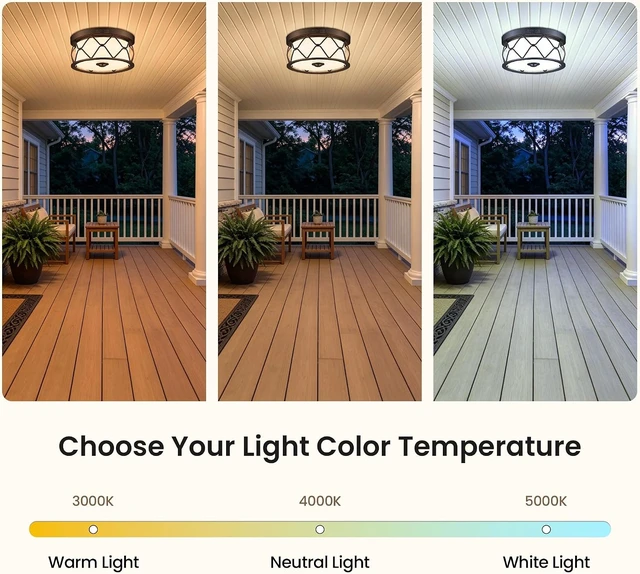 Alt view image 6 of 7 - Motion Sensor Outdoor Ceiling Light, LED Flush Mount Porch Light