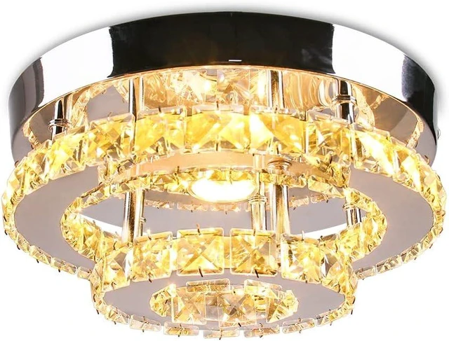 Main image of 9.8" 2-Tier Rotundity Semi Flush Mount Led Crystal Ceiling Light