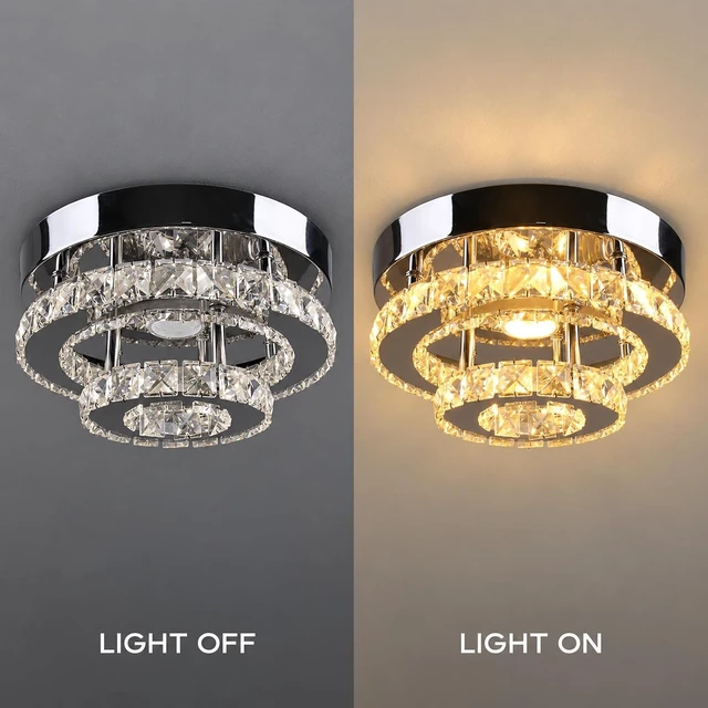 Alt view image 4 of 7 - 9.8" 2-Tier Rotundity Semi Flush Mount Led Crystal Ceiling Light