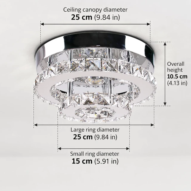 Alt view image 3 of 7 - 9.8" 2-Tier Rotundity Semi Flush Mount Led Crystal Ceiling Light