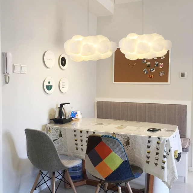 Alt view image 3 of 7 - Arturesthome 2-Lights Hanging Cloud Pendant Lighting, Modern Fluffy Cotton Chandelier Ceiling Light Fixture for Children Girls Kids Living Room White-23.6in