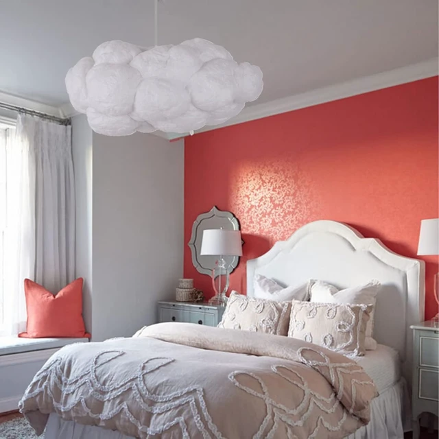 Alt view image 7 of 7 - Arturesthome 2-Lights Hanging Cloud Pendant Lighting, Modern Fluffy Cotton Chandelier Ceiling Light Fixture for Children Girls Kids Living Room White-23.6in
