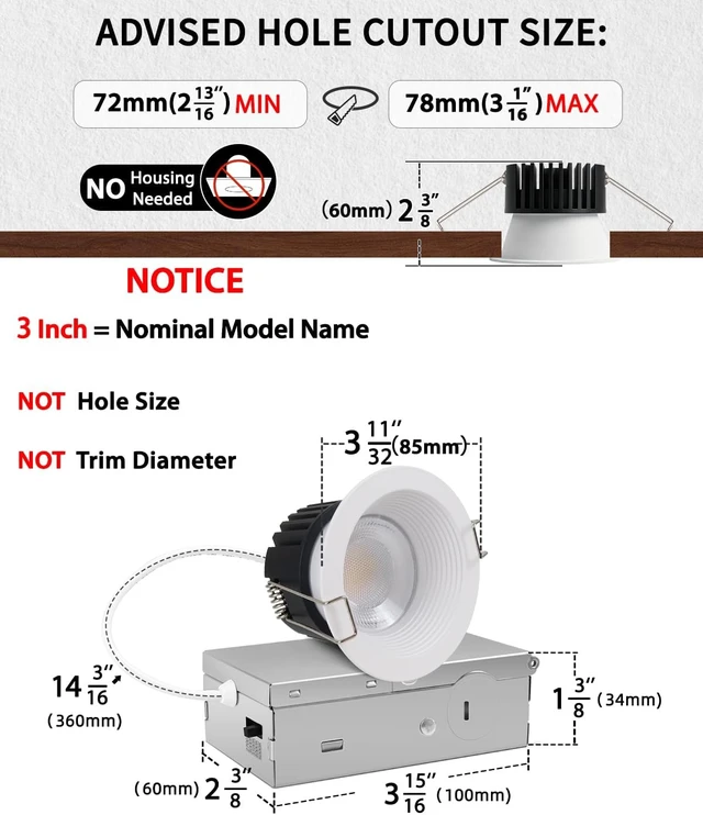 Alt view image 4 of 7 - Adetu 4 Pack 3 Inch 5CCT Anti-Glare LED Downlight, Recessed Ceiling Light