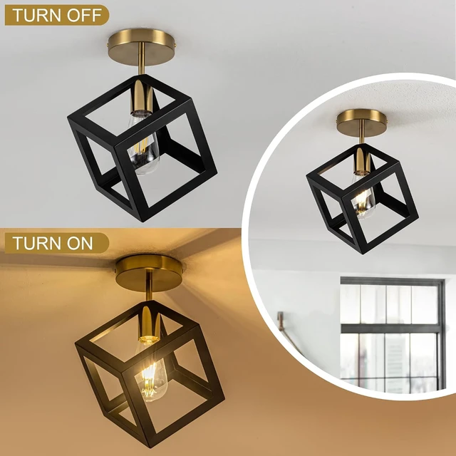 Alt view image 3 of 7 - Flush Mount Ceiling Light Fixture, Black and Gold
