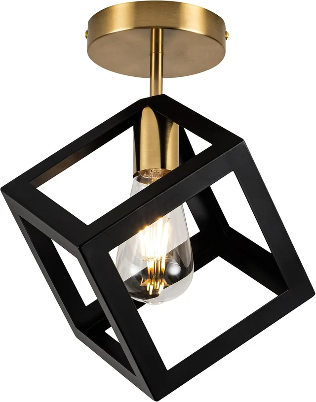 Main image of Flush Mount Ceiling Light Fixture, Black and Gold