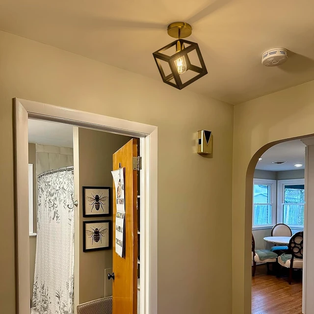 Alt view image 4 of 7 - Flush Mount Ceiling Light Fixture, Black and Gold