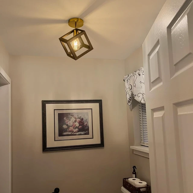 Alt view image 5 of 7 - Flush Mount Ceiling Light Fixture, Black and Gold