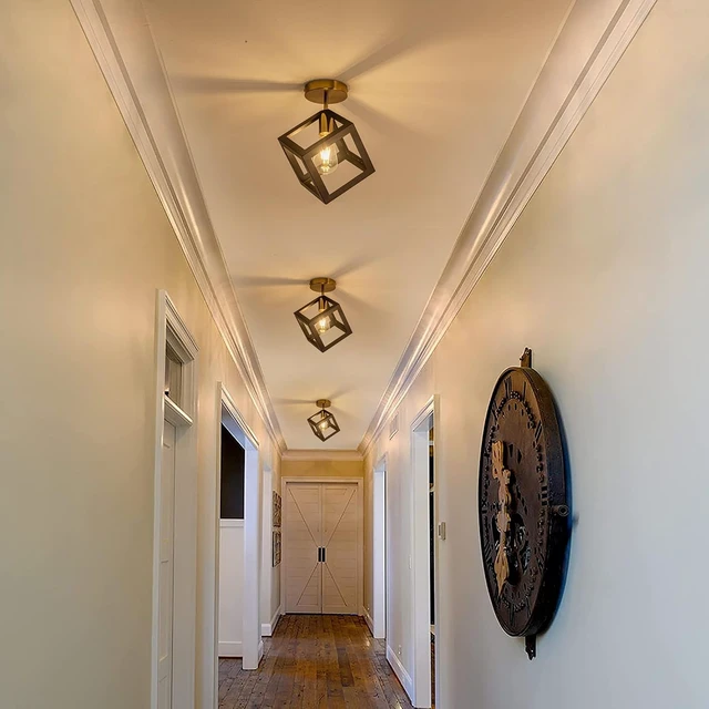 Alt view image 6 of 7 - Flush Mount Ceiling Light Fixture, Black and Gold