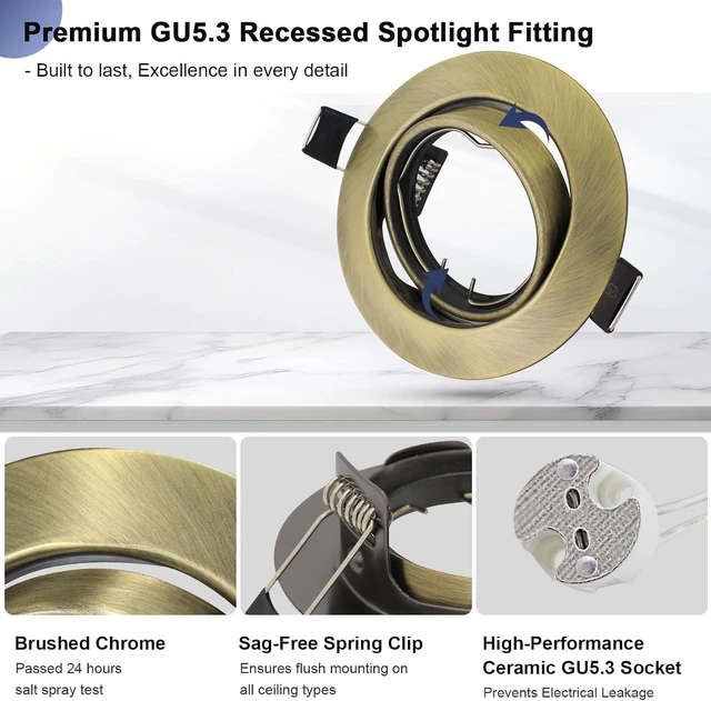 Alt view image 2 of 7 - LTBLIGHT 10 Pack 3 inch Recessed Ceiling Downlight Fitting, Antique Brass