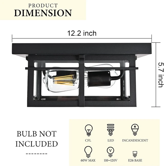 Alt view image 6 of 7 - Flush Mount Ceiling Light Fixtures,Outdoor Ceiling Porch Light