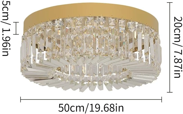 Alt view image 2 of 7 - VETRULUS 20" Gold Crystal LED Chandelier Modern Flush Mount Ceiling Light