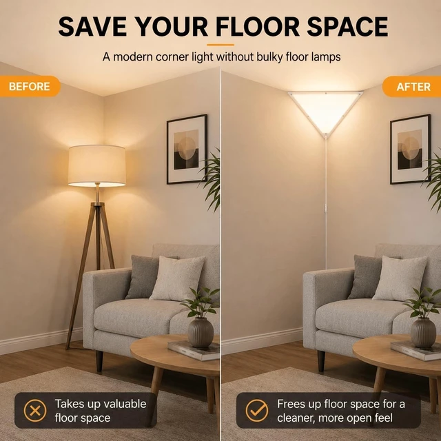 Alt view image 3 of 7 - Corner Light, LED Triangle Corner Ceiling Light, 1 Pack