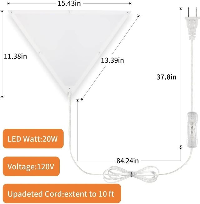 Alt view image 4 of 7 - Corner Light, LED Triangle Corner Ceiling Light, 1 Pack