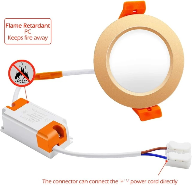Alt view image 5 of 6 - 3 Inch LED Recessed Lighting, Dimmable Downlight 5W (40W Halogen Equivalent), 4000K Natural White Ceiling Light, CRI80+, Gold Trim Recessed Lights with LED Driver (4 Pack)