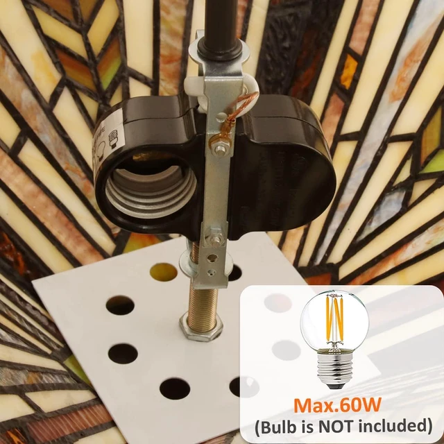 Alt view image 4 of 6 - Tiffany Ceiling Light 14" Mission Style Semi-Flushmount Stained Glass Shade