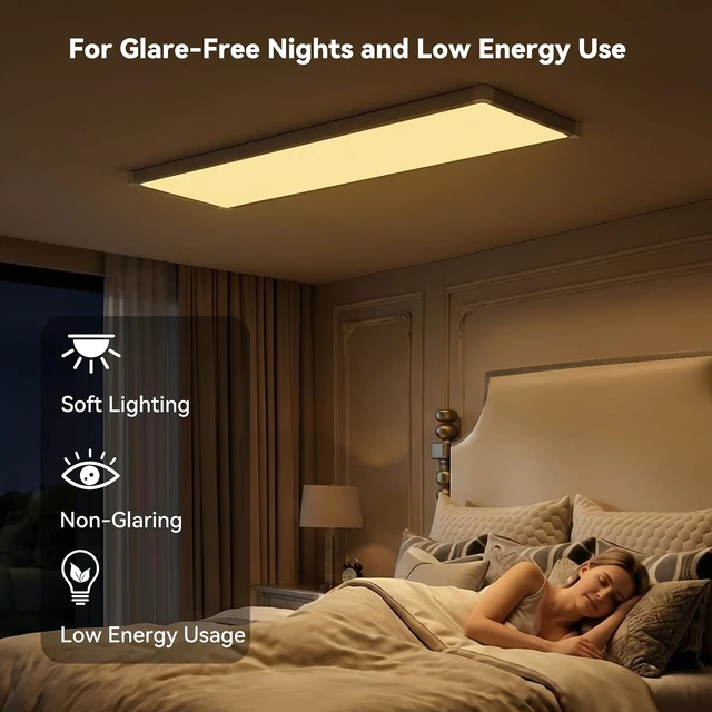 Alt view image 4 of 7 - AIKVSXER 1x4 LED Flat Panel Light Surface Mount, 2.4G Switch & App, 2 Pack