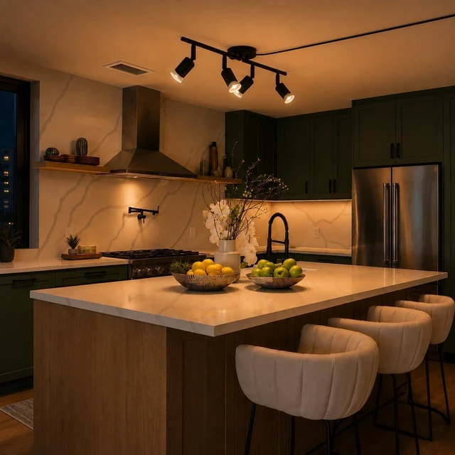 Alt view image 7 of 7 - Dimmable Plug in Track Lighting,Plug in Ceiling Light Fixture,Balck 4 Light Track Light with 16.4' Long Cord,Dimming Switch,4 Way Ceiling Spotlight,Rotatable,LED Bulbs Included