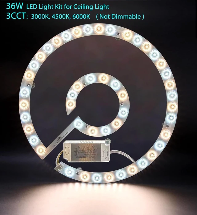 Alt view image 2 of 7 - 36W LED Close to Ceiling Flush Mount Fan Fandelier Retrofit Light Kit Replacement Engine Panel Board Light Bulb, 3CCT 3000K/4500K/6000K (36W)