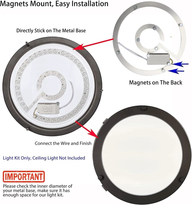 Alt view image 7 of 7 - 36W LED Close to Ceiling Flush Mount Fan Fandelier Retrofit Light Kit Replacement Engine Panel Board Light Bulb, 3CCT 3000K/4500K/6000K (36W)