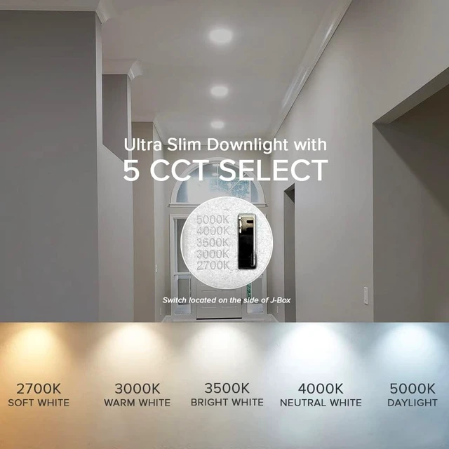 Alt view image 5 of 7 - Maxxima 8 in. 5 CCT Round Slim Recessed LED Downlight, 1600 Lumens, White