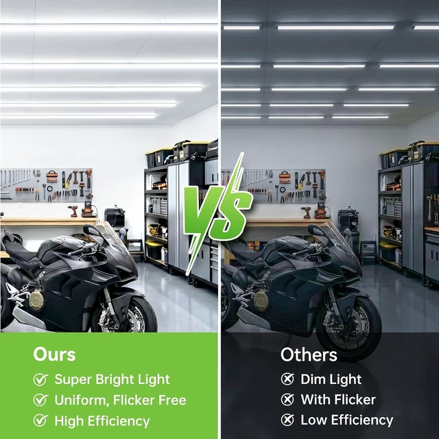 Alt view image 6 of 7 - Pak T5 LED Shop Light 4FT 2800LM 6500K 20W Garage Cabinet Lighting 6 Pack