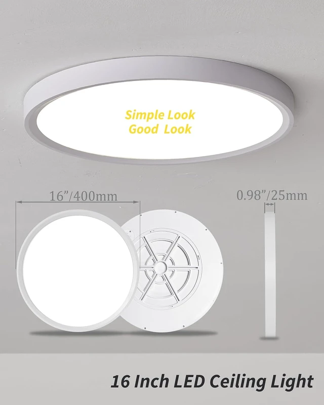 Alt view image 7 of 7 - 4Pack 16 Inch Dimmable LED Flush Mount Ceiling Light Panel,32W 3480LM,2700K-6000K 5 CCT Selectable,Ultra Thin Round White Ceiling Light Fixture for Hallway Kitchen Bedroom Home Office Bathroom