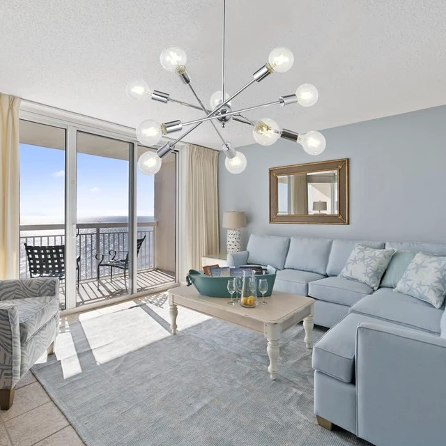 Alt view image 2 of 7 - BONLICHT Modern Sputnik Chandelier Lighting 10 Lights with Adjustable Arms Mid Century Brushed Nickel Pendant Lighting for Kitchen Living Room Dining Room Foyer