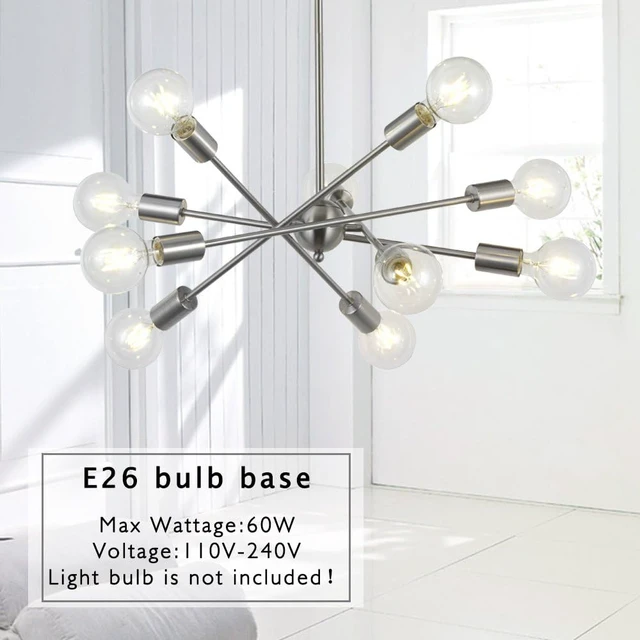 Alt view image 4 of 7 - BONLICHT Modern Sputnik Chandelier Lighting 10 Lights with Adjustable Arms Mid Century Brushed Nickel Pendant Lighting for Kitchen Living Room Dining Room Foyer