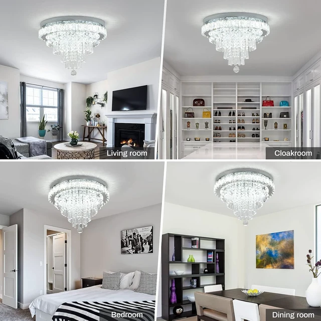 Alt view image 4 of 6 - CLAIRDAI 18.5" Crystal Flush Mount Ceiling Light, Cool White LED