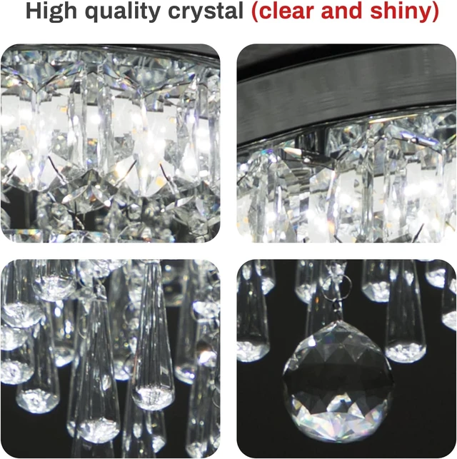 Alt view image 5 of 6 - CLAIRDAI 18.5" Crystal Flush Mount Ceiling Light, Cool White LED