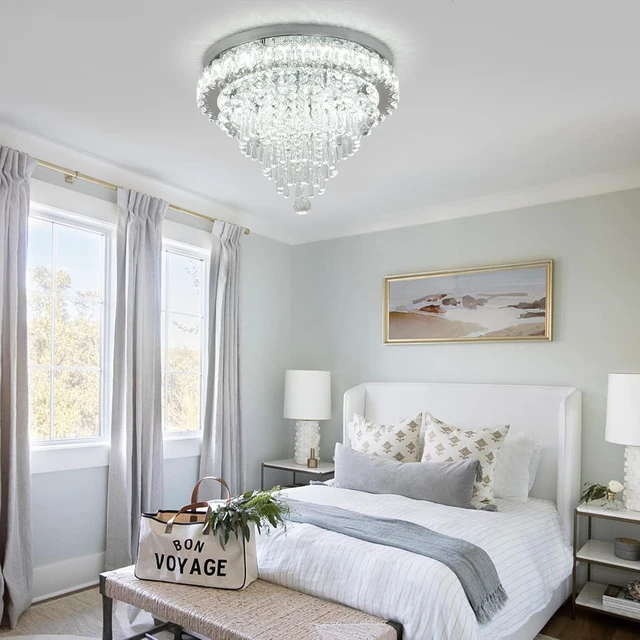 Alt view image 6 of 6 - CLAIRDAI 18.5" Crystal Flush Mount Ceiling Light, Cool White LED