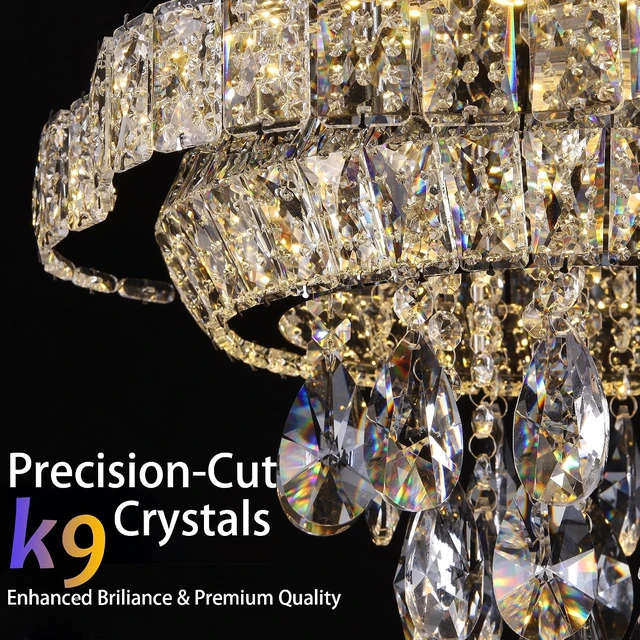 Alt view image 5 of 7 - 18" Sliver Crystal Flush Mount Chandelier with Remote