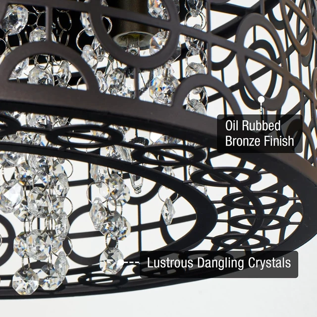 Alt view image 4 of 7 - Kira Home Brielle 15" Modern Crystal Flush Mount Ceiling Light, 4-Light
