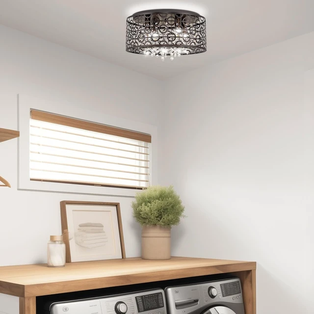 Alt view image 7 of 7 - Kira Home Brielle 15" Modern Crystal Flush Mount Ceiling Light, 4-Light
