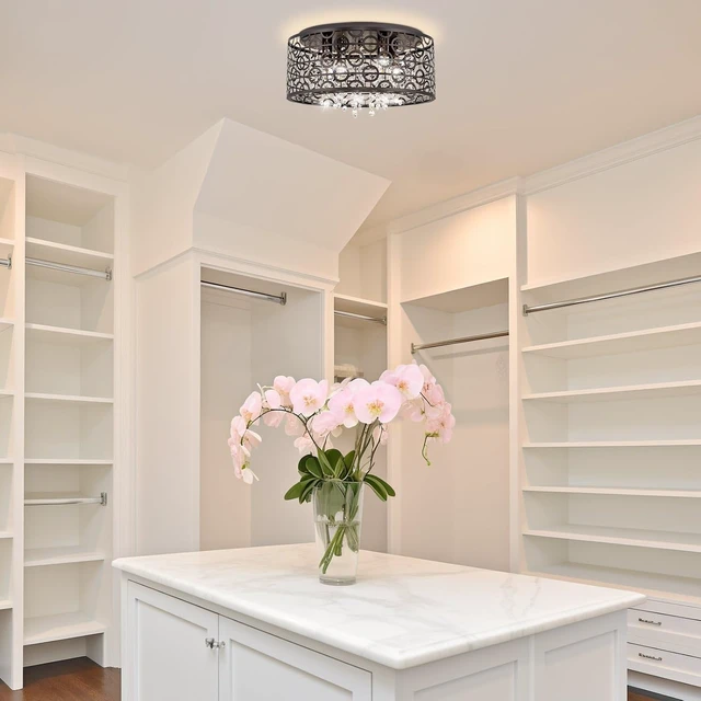 Alt view image 5 of 7 - Kira Home Brielle 15" Modern Crystal Flush Mount Ceiling Light, 4-Light