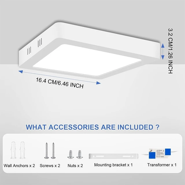 Alt view image 2 of 7 - LED Flush Mount Ceiling Light, 12W 6.46 Inch 6500K White Light, 1 Pack