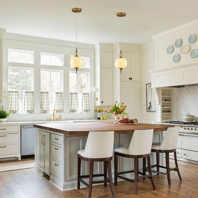 Alt view image 3 of 7 - Vintage White Glass Pendant Light Fixture E26 Bulb Milk Glass Ceiling Pendant Lighting for Bedroom Living Room Dining Room Kitchen Island Hallway(Vintage White Hardwired 6.3")