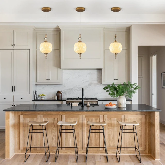 Alt view image 5 of 7 - Vintage White Glass Pendant Light Fixture E26 Bulb Milk Glass Ceiling Pendant Lighting for Bedroom Living Room Dining Room Kitchen Island Hallway(Vintage White Hardwired 6.3")