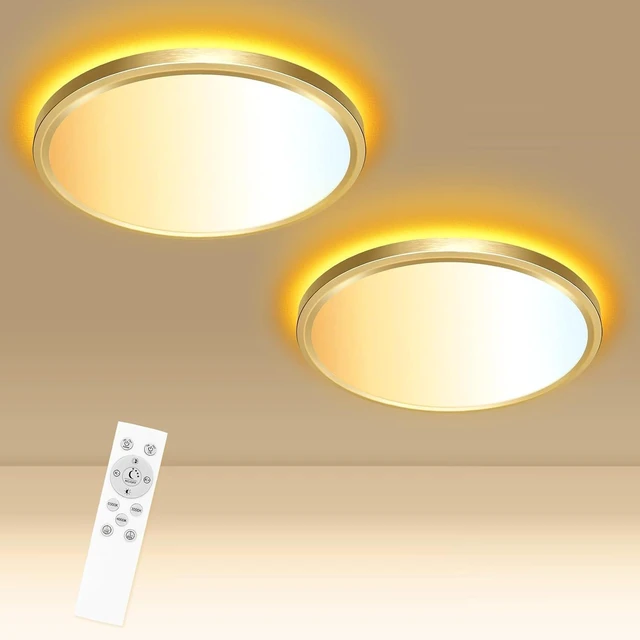 Main image of libtit 12 Inch Gold LED Flush Mount Ceiling Light with Remote, Dimmable Low Profile Ceiling Fixture, Round LED Ceiling Light for Bedroom, Bathroom, Kitchen, Living Room, 2Pack