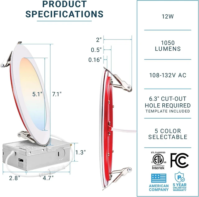 Alt view image 2 of 7 - PARMIDA 6 Pack 6 Inch Fire Rated LED Recessed Light 2 HR Fire Rating, 5CCT