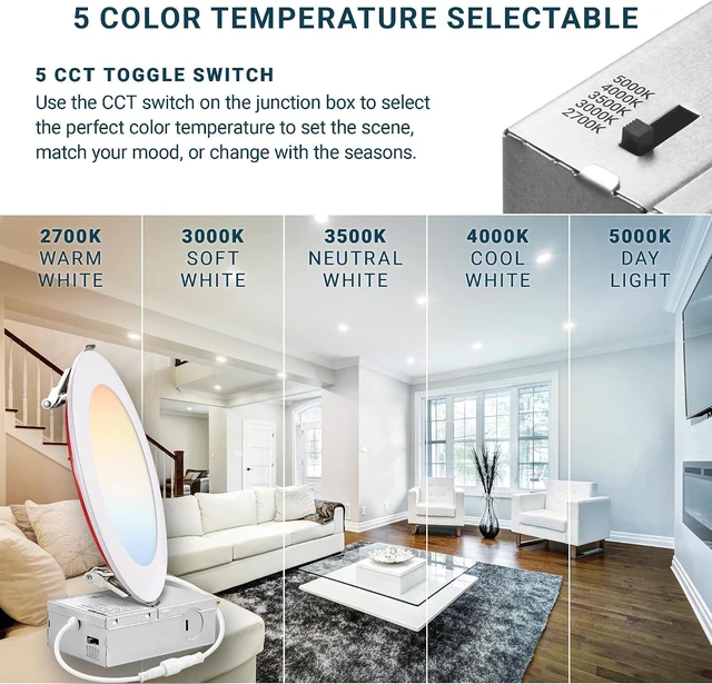 Alt view image 4 of 7 - PARMIDA 6 Pack 6 Inch Fire Rated LED Recessed Light 2 HR Fire Rating, 5CCT