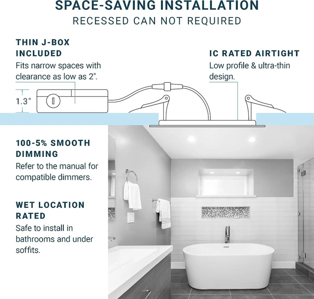 Alt view image 6 of 7 - PARMIDA 6 Pack 6 Inch Fire Rated LED Recessed Light 2 HR Fire Rating, 5CCT