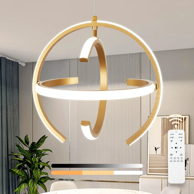 Main image of KELUOLY Modern Gold LED Chandelier, Dimmable Metal Brushed Globe Pendant Lights, Hanging Ceiling Light Fixture for Kitchen Island Living Room Room Dining Bedroom Hallway Entryway Foyer 13 Inchs