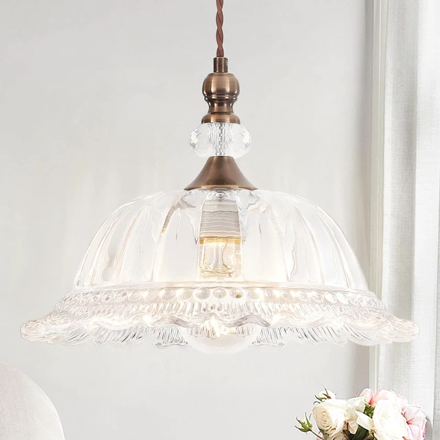 Main image of 10.6" Glass Brass Gold Vintage Pendant Light Fixtures for Kitchen Island