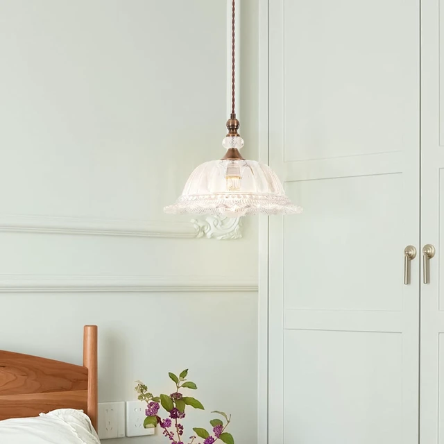 Alt view image 7 of 7 - 10.6" Glass Brass Gold Vintage Pendant Light Fixtures for Kitchen Island