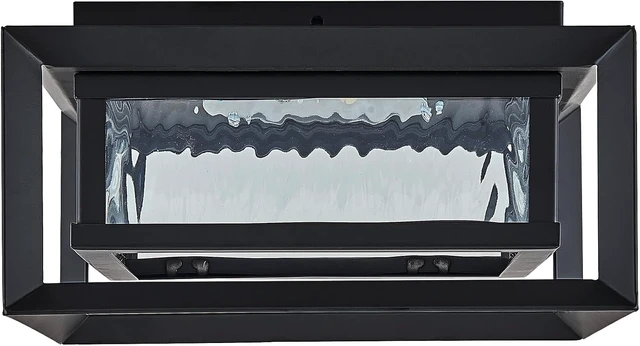 Alt view image 2 of 7 - Design House Hartbrook Outdoor Ceiling Light Fixture, Matte Black Flush Mount LED Light with Clear Glass for Porch, Patio & Entryway, 589234-BLK